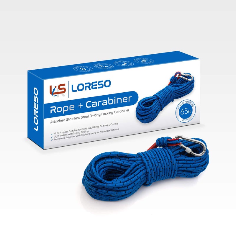 LSR LORESO Loreso Strong Magnet Fishing Rope Carabiner, Camping Rope - Heavy Duty 1200 lb Strength All Purpose Ropes, 1/3 Inch Reinforced Polyester Line, Outdoor Rope for Camping, Hiking, Boating & Caving - 65ft - Image 4