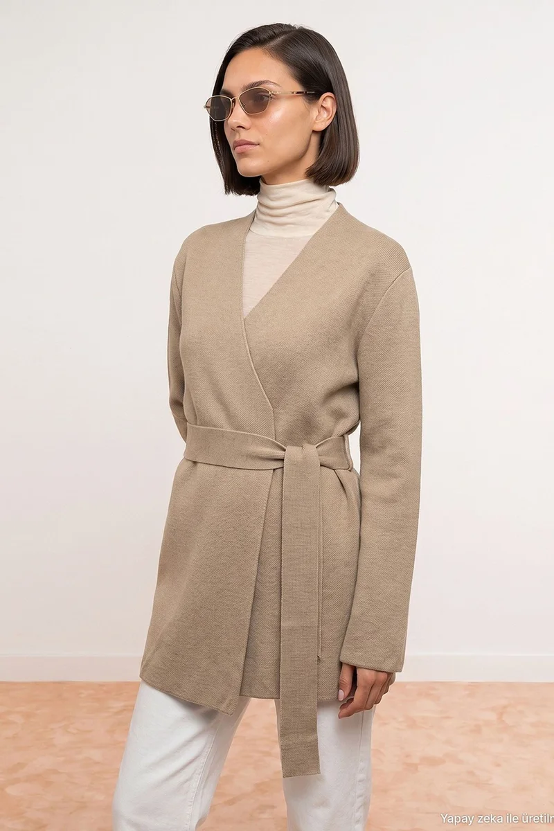 Dilvin Beige Natural DILVIN Women's Acrylic Wool Blend Cardigan for Women | Best Price UAE
