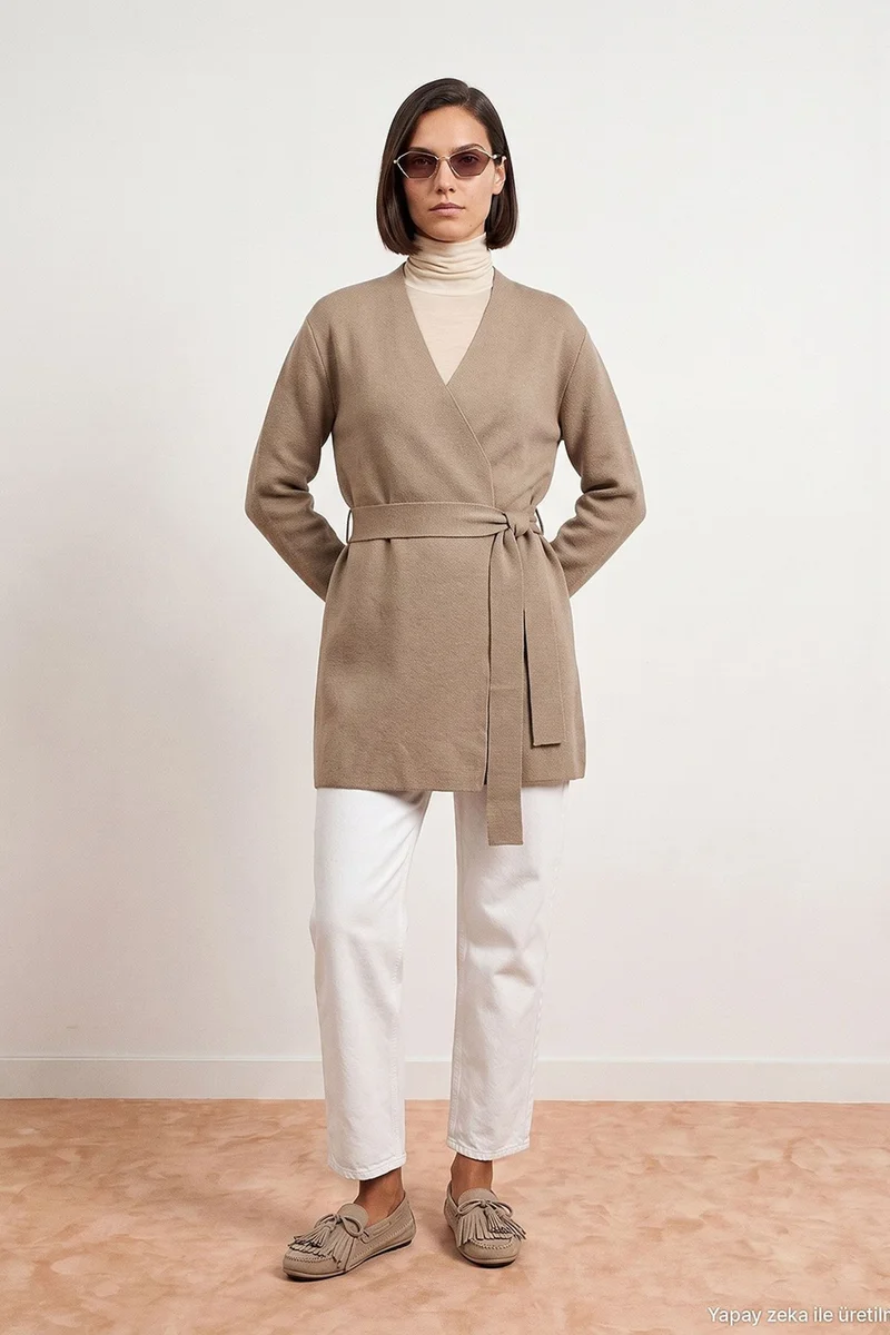Dilvin Beige Natural DILVIN Women's Acrylic Wool Blend Cardigan for Women | Best Price UAE
