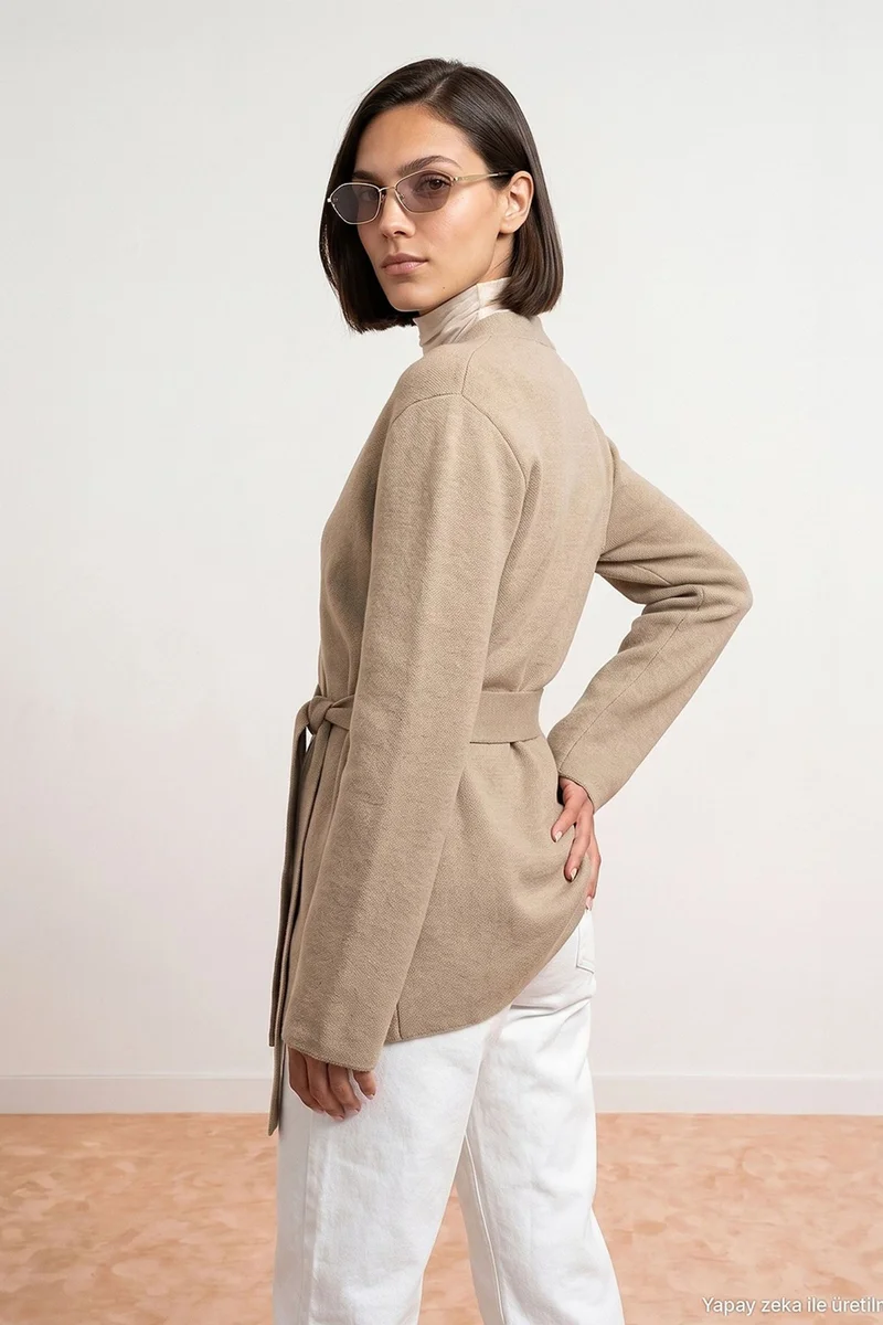 Dilvin Beige Natural DILVIN Women's Acrylic Wool Blend Cardigan for Women | Best Price UAE
