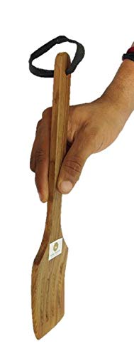 ARMAN SPOONS Believe in Quality Wooden Skimmer Flat Genuine Teak Wood Cooking Spatulas Ladles Wooden SkimmerSpoons for Pan Nonstick Lining Jhaara 14 in Long - Image 2