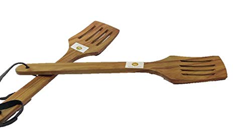 ARMAN SPOONS Believe in Quality Wooden Skimmer Flat Genuine Teak Wood Cooking Spatulas Ladles Wooden SkimmerSpoons for Pan Nonstick Lining Jhaara 14 in Long - Image 4