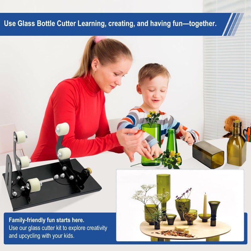 YDHFTYS Upgrade Glass Bottle Cutter, Glass Cutters Tools - Glass Cutter for Bottles, Adjustable Bottle, Cutter Cutting Diameter 1.3-5.5", Easy Glass Bottle Cutter kit for All Shapes (Round & Square Bottles) - Image 4
