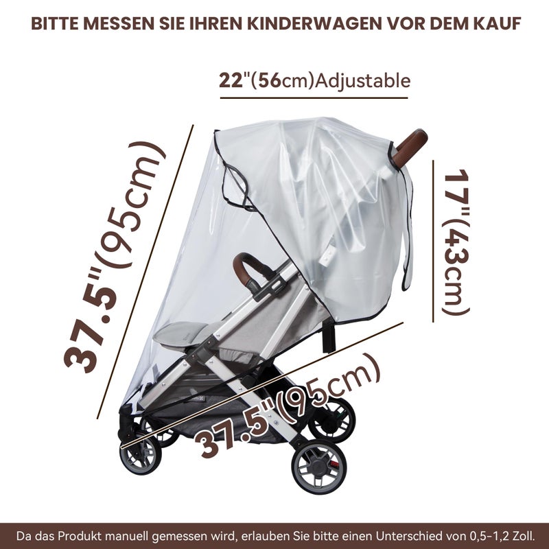 Bemece Stroller Rain Cover, Universal Stroller - Waterproof Windproof Travel Weather Shield Thick & Durable Protect from Dust and Snow with Breathable Ventilation Mesh Clear Visibility - Image 5