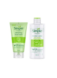 simple Kind To Skin Refreshing Facial Wash 150 Ml & Micellar Cleansing Water| Makeup Remover For All Skin Types| 200 Ml  - Image 1