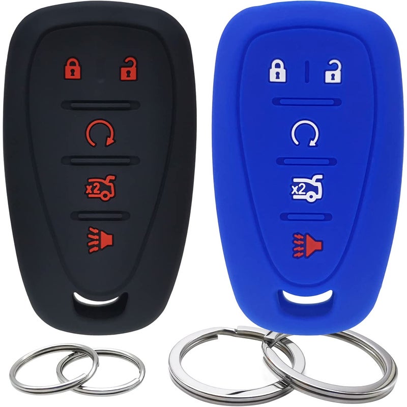 GFDesign 2 Pcs Silicone Key Fob Cover Remote Case Keyless Protector Compatible with 2016-2020 Chevrolet Chevy Malibu Camaro Cruze Equinox Sonic Spark Traverse Blazer Bolt EV Trax Volt 5 Buttons