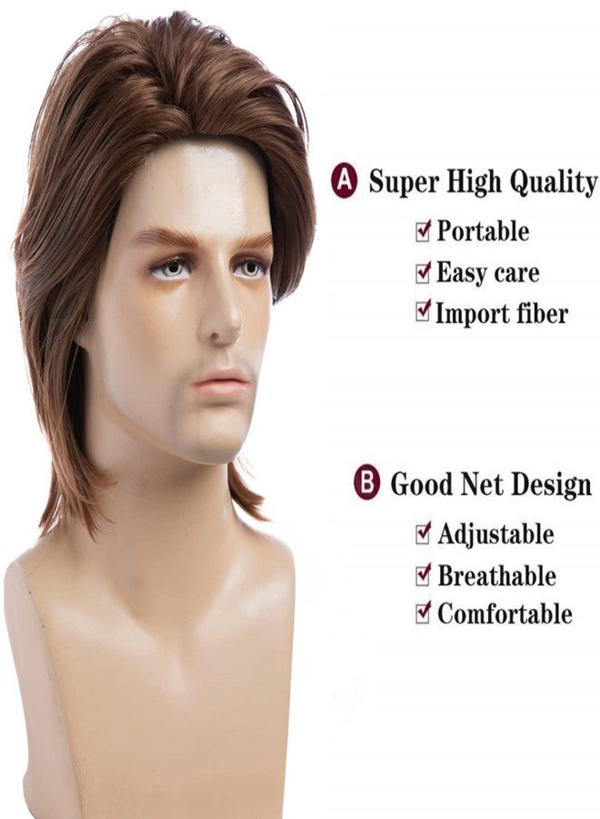 Wiwige Mens Brown Wig Short Fluffy Natural Hair Synthetic Halloween Cosplay Costume Party Full Wigs - Image 3