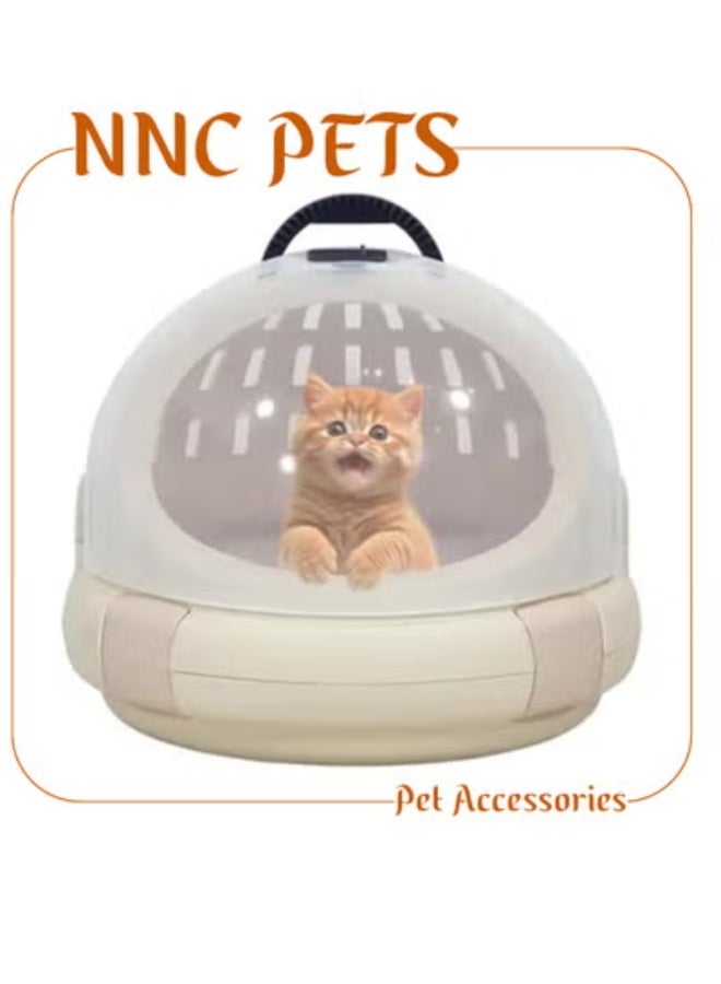 NNC PETS Pet carrier with Carrying handle, Stylish and Lightweight, 42 Pet capsule with safety lock, Transparent view, Fully enclosed pet carrier for small and Medium cats, Breathable cat travel case, (Brown) - Image 1