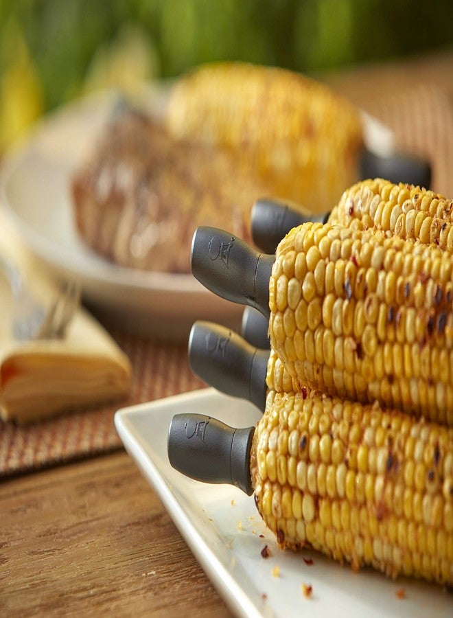 Weber Corn Pick Set, Black – 8 Stainless Steel Corn Picks with Comfortable Nylon Grips, Thumb Grooves & Storage Case for Safe, Easy Corn‑on‑the‑Cob Eating - Image 2