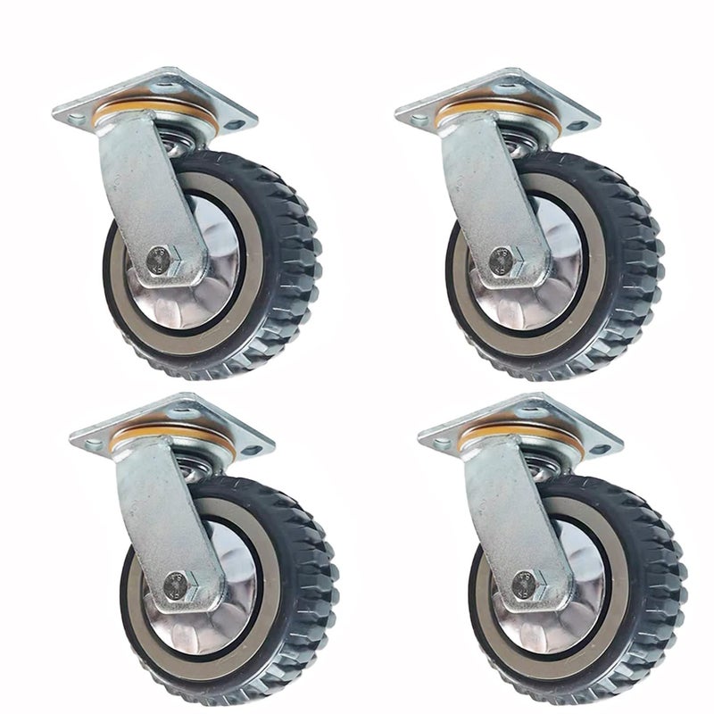 THOISEWELT THOISEWELT Swivel Caster Wheels Heavy Duty Industrial Wheel AntiSkid Rubber Rigid Plate No Noise 360 Degree Air Tire 6 x 2 Inches  - Image 1