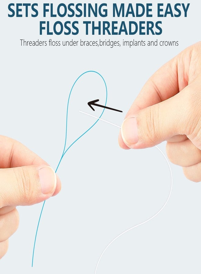 DanTicy Floss and Floss Threaders Set,Dental Floss Set Deep Clean for Braces, Bridges and Implants,PFAS Free | Mint Flavored,167FT 2Pack Floss&50Pcs 2Pack Floss Threaders - Image 4