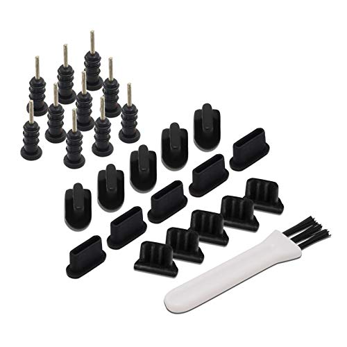 PortPlugs USB-C Dust Plugs & Headphone Jack Protectors Compatible with Samsung, Android, MacBooks, Laptops & Tablets – Type-C Charging Ports – Includes Cleaning Brush – Black (25 Pairs) - Image 1
