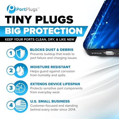 PortPlugs USB-C Dust Plugs & Headphone Jack Protectors Compatible with Samsung, Android, MacBooks, Laptops & Tablets – Type-C Charging Ports – Includes Cleaning Brush – Black (25 Pairs) - Image 2
