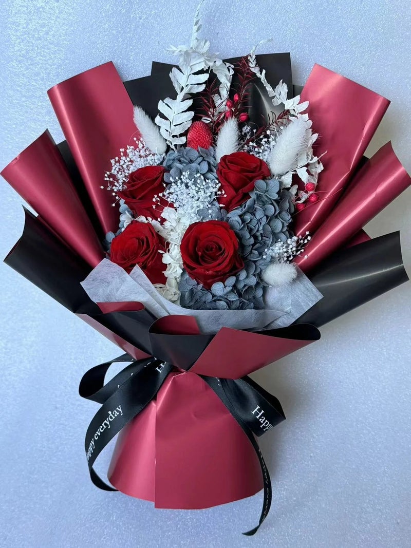 Y&D Valentine's Day Gift New Design Handmade Dried Preserved Rose Flower Bouquet With Box - Best Quality Dried Plants Decor - Image 1