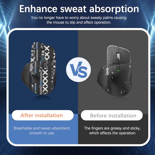 NOUKAJU Mouse Grip Tape Full Coverage for Logitech MX Master 4, Mouse Anti Slip Grip Tape,Self-Adhesive PreCut Sweat-Resistant Professional Mice Upgrade Kit(Black) - Image 4