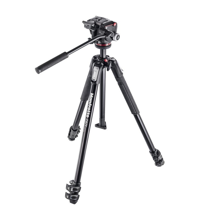 Manfrotto 190X aluminium 3-Section Tripod with XPRO Fluid Head (MK190X3-2W) - Image 1