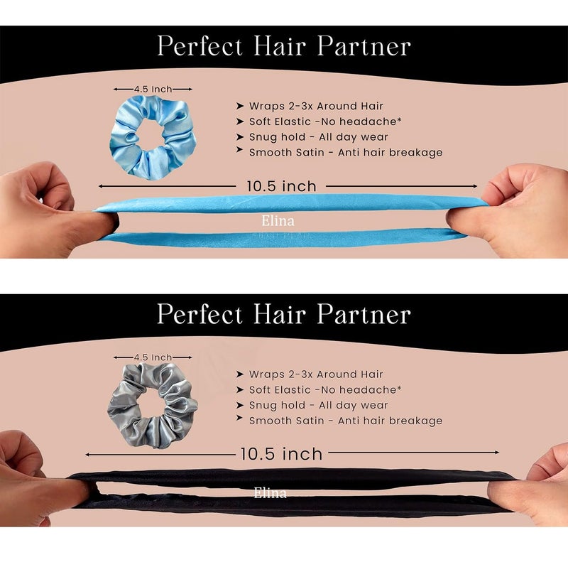 Elina Luxury Satin Scrunchies Set Anti-Hair-Breakage, Silk Hair Ties Set For Girls, Women Elastic Rubber, Best Gift For Mom, Sister, Friends (Pack of 6)(Oceanic Multi Colors) - Image 3