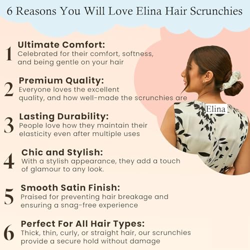 Elina Luxury Satin Scrunchies Set Anti-Hair-Breakage, Silk Hair Ties Set For Girls, Women Elastic Rubber, Best Gift For Mom, Sister, Friends (Pack of 6)(Oceanic Multi Colors) - Image 4
