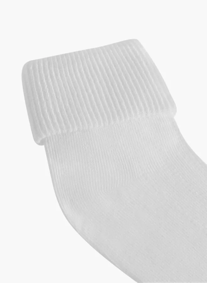ليتل ميسي Girls Ribbed Non-Terry Ankle Length Socks with Frill Detail - Set of 3