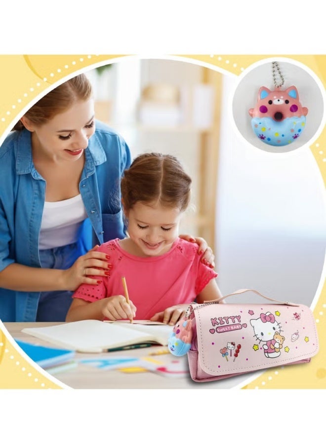 كيتي حقيبة أقلام رصاص لطيفة، حافظة أقلام Kawaii كبيرة للمستلزمات المدرسية هي هدية رائعة لمكاتب الأطفال والمدارس ومناسبة للفتيات - Image 5