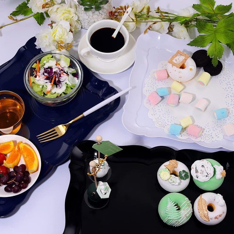 BBG 6 Pack Black Plastic Serving Trays, 15" x 10" Halloween Party Platters and Trays, Rectangle Black Plastic Serving Trays, Dishwasher Safe Reusable Platters Set, Halloween Plastic Trays for Party - Image 5