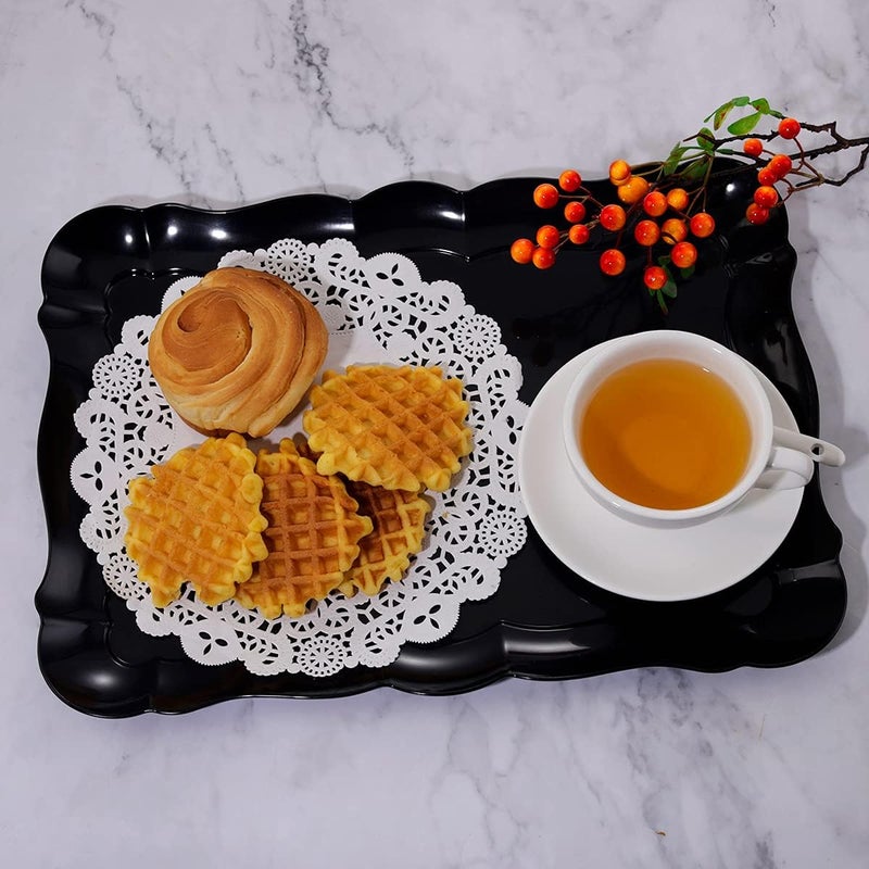 BBG 6 Pack Black Plastic Serving Trays, 15" x 10" Halloween Party Platters and Trays, Rectangle Black Plastic Serving Trays, Dishwasher Safe Reusable Platters Set, Halloween Plastic Trays for Party - Image 3
