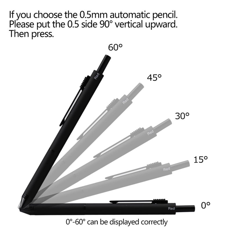 DUNBONG 4 in 1 Multicolor pen, Metal Cased Multifunction Pen, 0.5mm Mechanical Pencil, Red, Blue and Black, 1-Count (Black) - Image 4