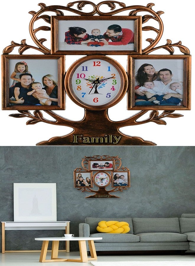 Harbour Analog Latest Stylish New Models Wall Clock with Photo Frames for Home Living Room Hall Bedroom (Size Height 44 X Width 34 cm)- Home Decor Big Size Wall Clock Mzhb 2, Black, King - Image 2