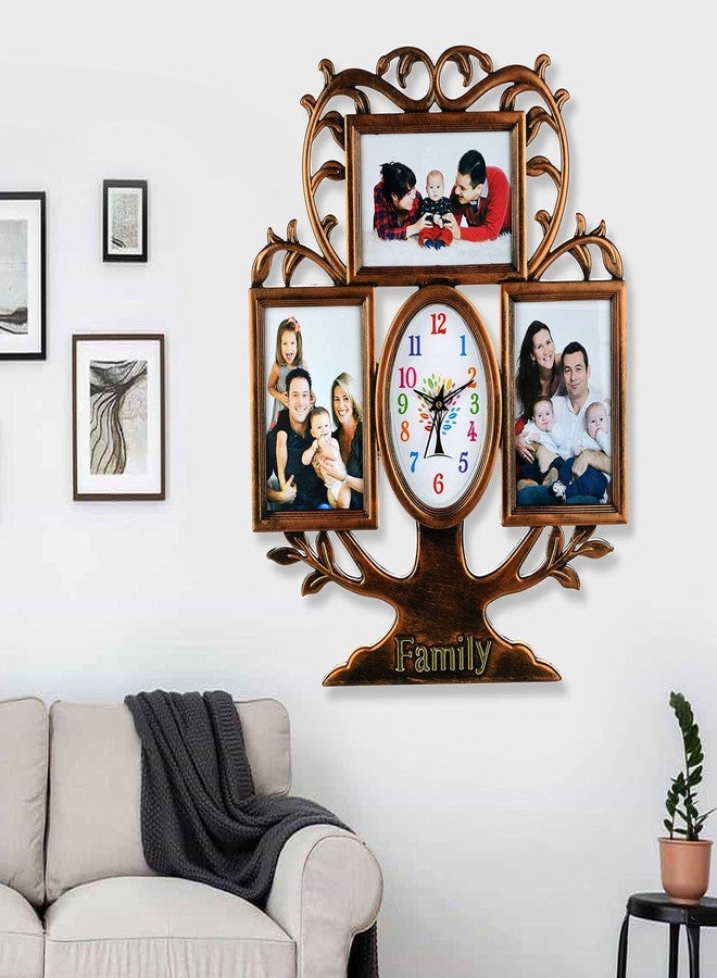 Harbour Analog Latest Stylish New Models Wall Clock with Photo Frames for Home Living Room Hall Bedroom (Size Height 44 X Width 34 cm)- Home Decor Big Size Wall Clock Mzhb 2, Black, King - Image 1