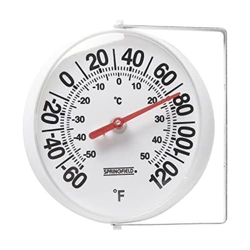 Springfield Big and Bold Thermometer with Mounting Bracket, Indoor Outdoor Thermometer, Easy to Read Numbers for Patio, Pool, and Indoor Areas, 5.25-Inch, White - Image 1