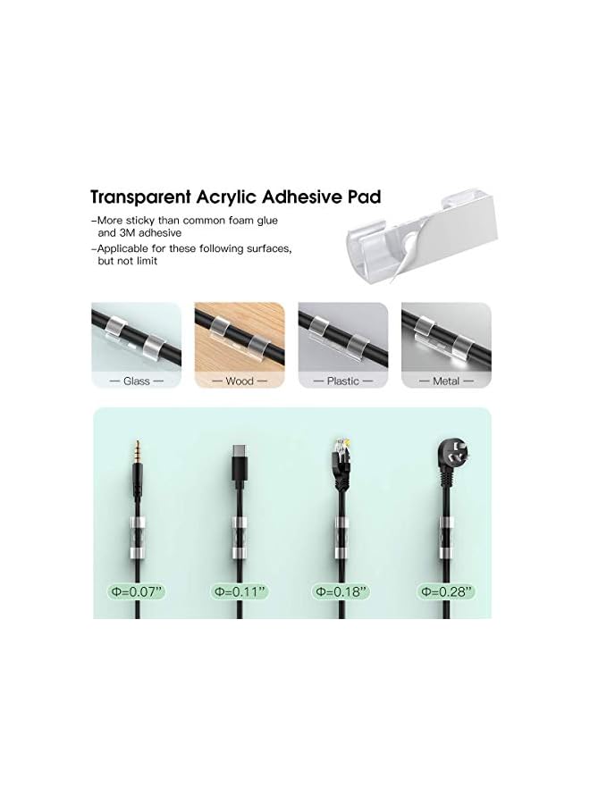 promass Self-Adhesive Cable Tidy Clips with Screws, 70 Pcs Cable Organizer Cord Holder Durable Wire Management Clips for Office and Home,Transparent - Image 4