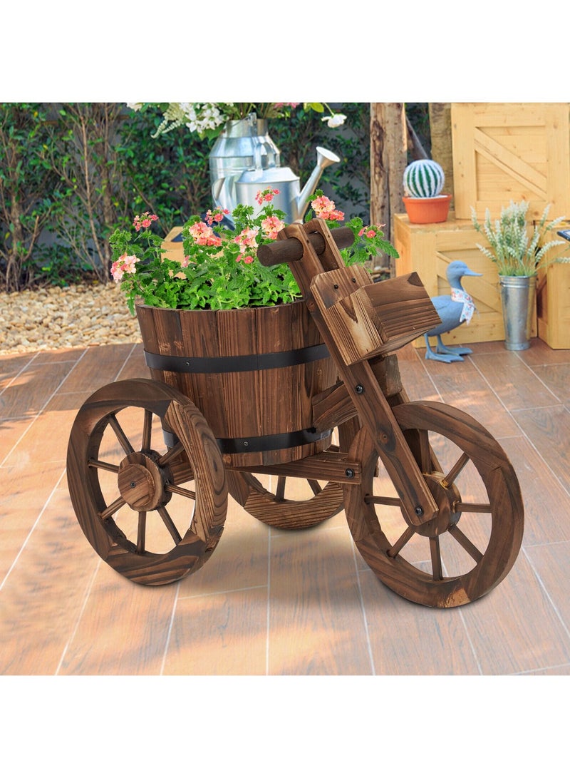 DubaiGallery Decorative Garden Flower Planter Wood Tricycle Pot Stand for Home Patio Outdoor - Image 3