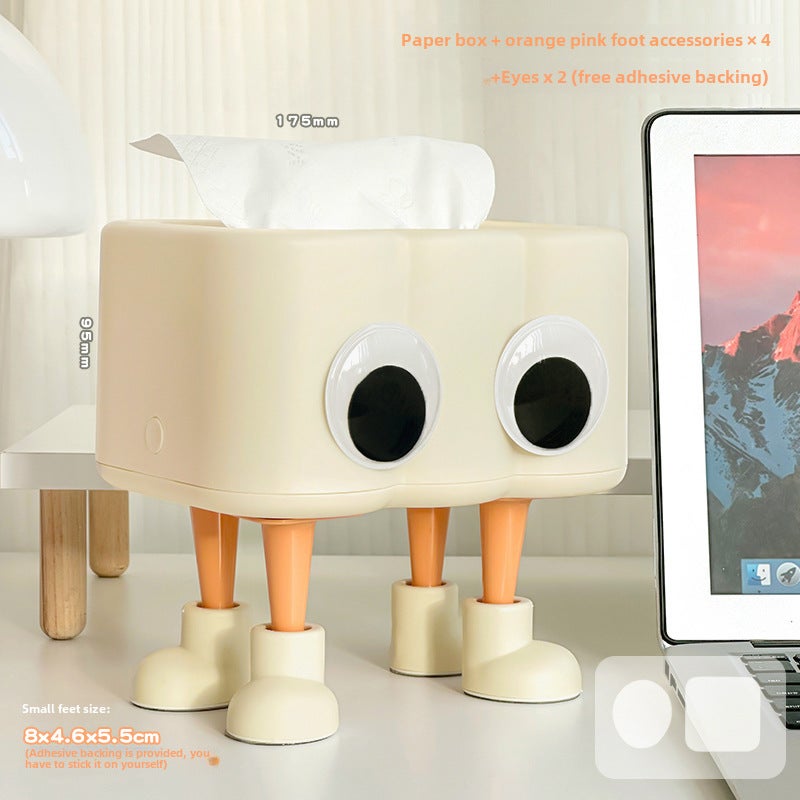 Generic Cute Spring-Loaded Tissue Box for Desk DecorPaper box orange white feet feet eyes full matching version Paper box orange white feet feet eyes full matching version 