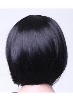 SWACC SWACC 11” Women Short Straight Synthetic Bob Wig Candy color Cosplay Wig Anime Costume hairpiece for Party with Wig Cap (Black-11)  - Image 3