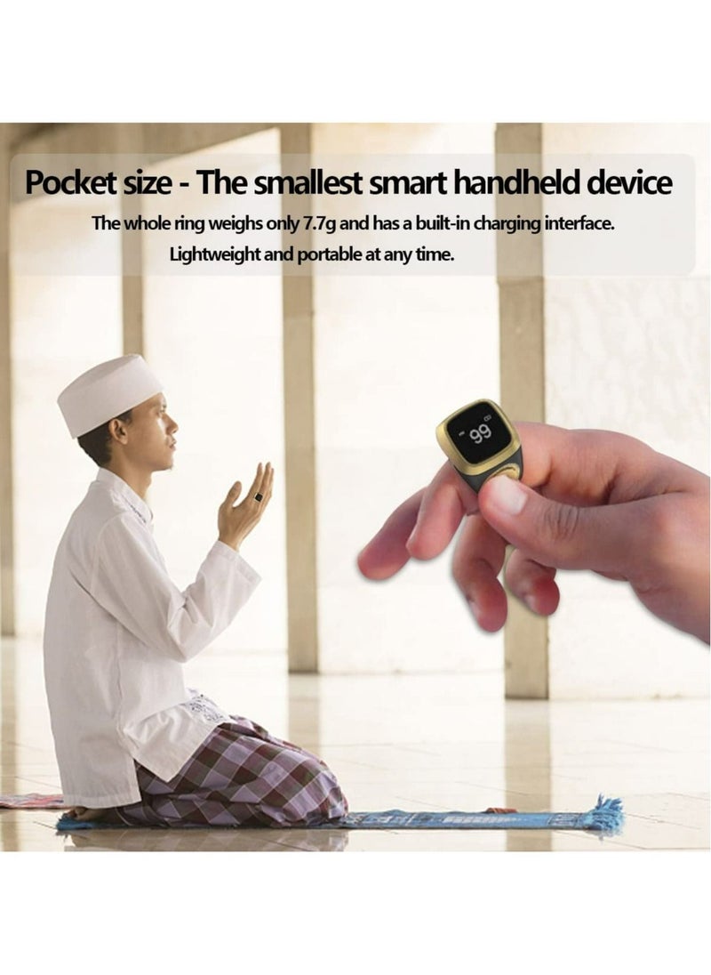 iQIBLA Smart Tasbih Zikr lite Ring, Muslim Prayer, Prayer timing reminder, OLED display Tasbih Counter, Smart Ring, Waterproof- White 22mm  - Image 2