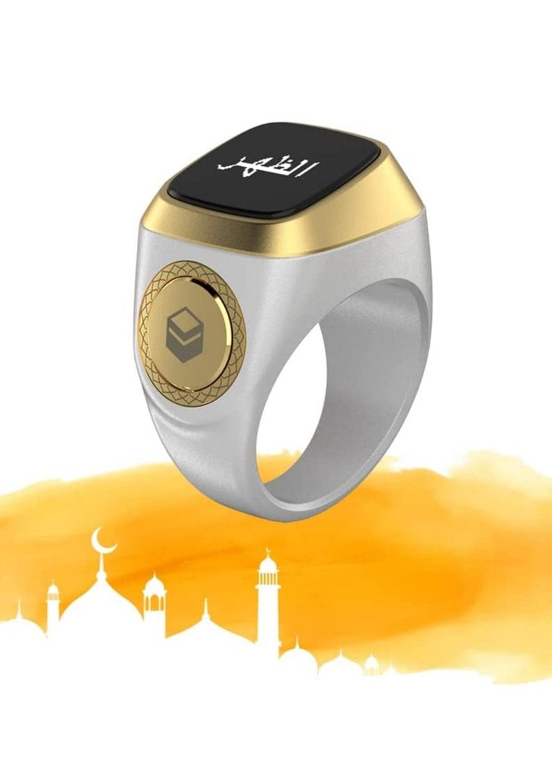 iQIBLA Smart Tasbih Zikr lite Ring, Muslim Prayer, Prayer timing reminder, OLED display Tasbih Counter, Smart Ring, Waterproof- White 22mm  - Image 1