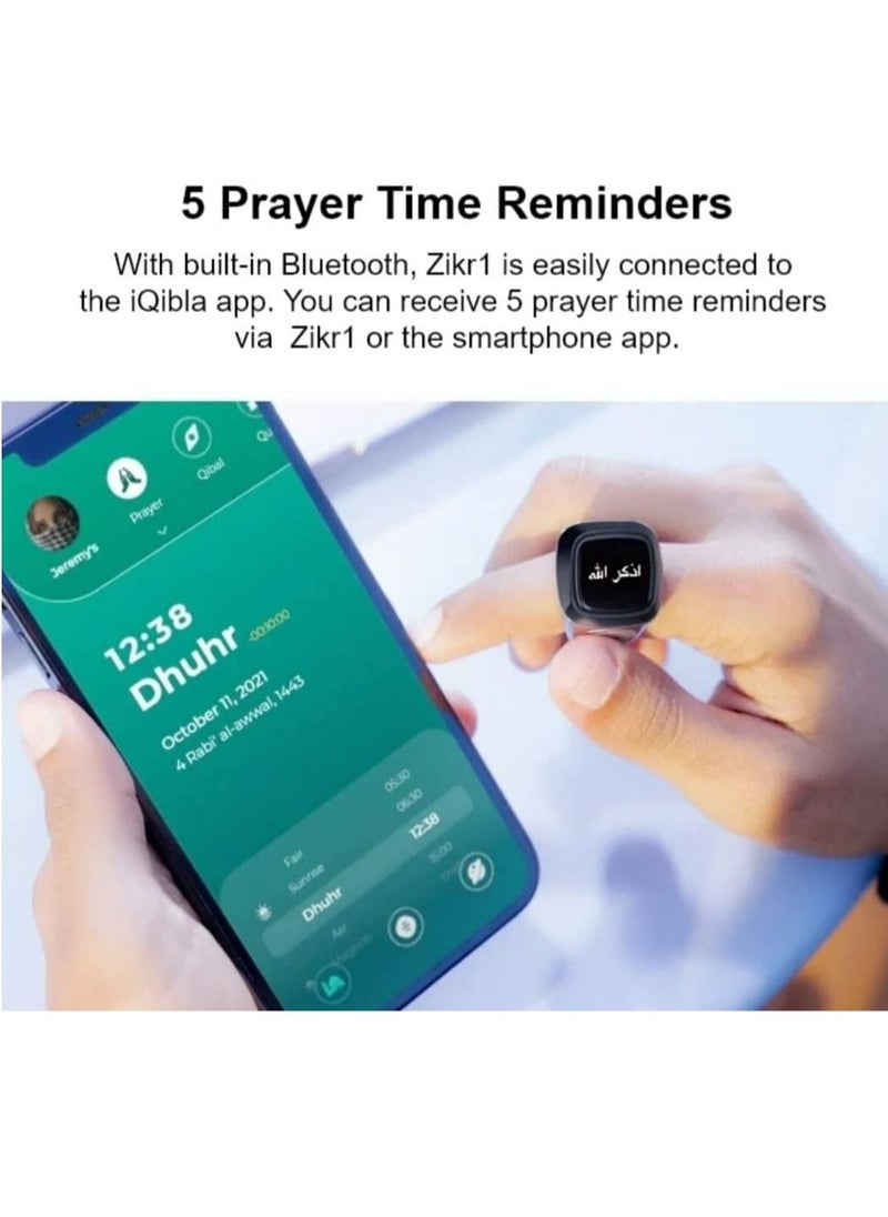 iQIBLA Smart Tasbih Zikr lite Ring, Muslim Prayer, Prayer timing reminder, OLED display Tasbih Counter, Smart Ring, Waterproof- White 22mm  - Image 5