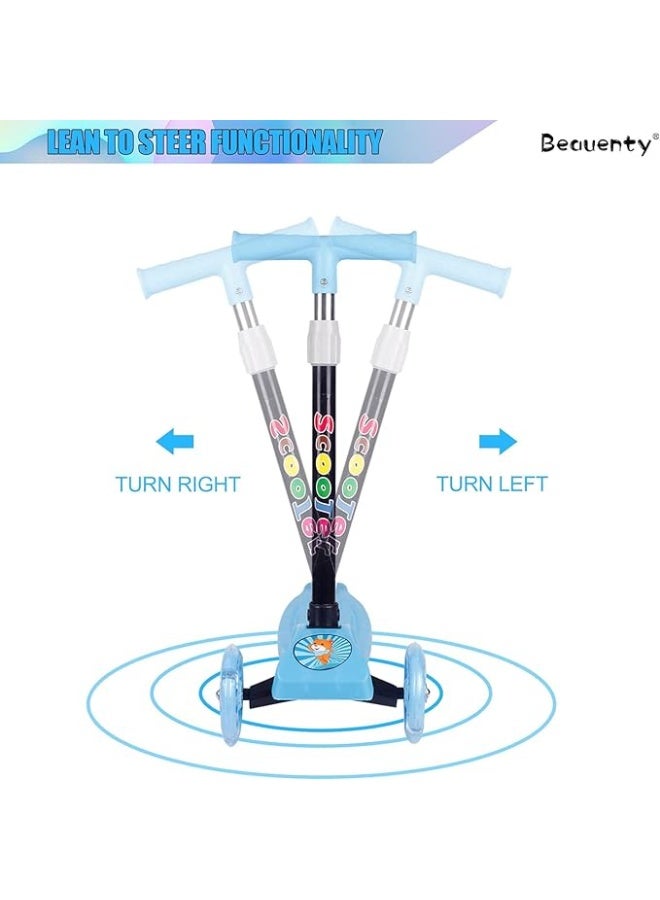 Beauenty Scooter For Kids,Adjustable&Folding 3 Wheel Scooter,LED Light Up Wheels,for 2-8 Years Old (Blue - Image 5