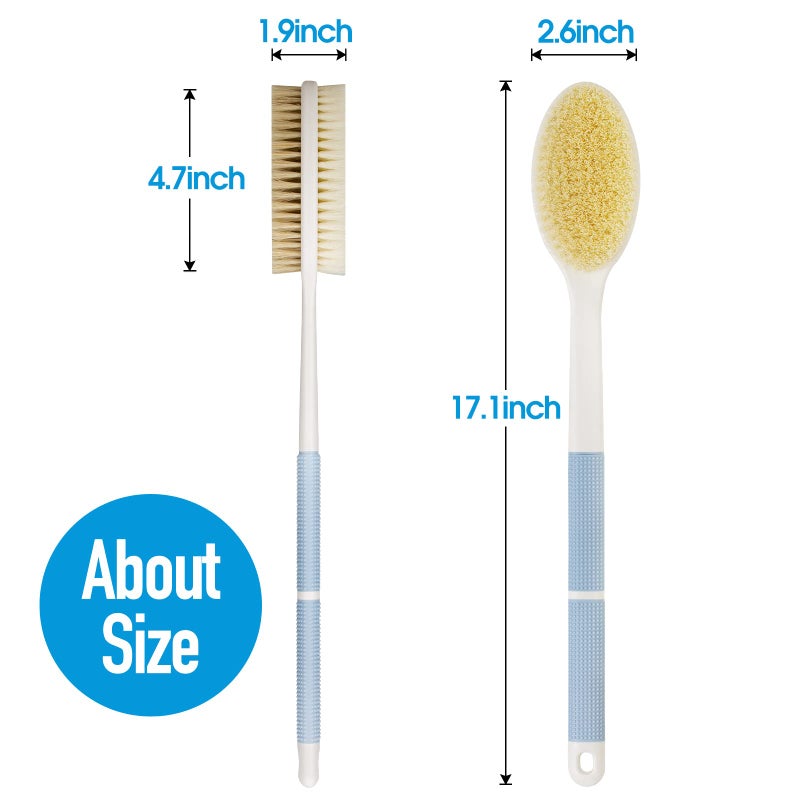 Wonsagain Back Scrubber Anti Slip Long Handle for Shower, Dual-Sided Back Brush with Stiff and Soft Bristles,Body Exfoliator for Bath or Dry Brush. - Image 5