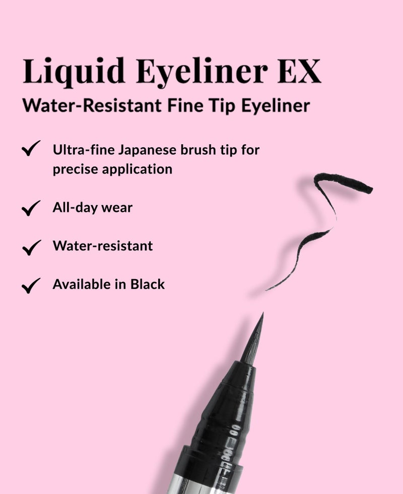 DHC Liquid Eyeliner EX, Water-Resistant, Fine Tip, All Day Wear, Black, 0.01 fl. oz. - Image 2