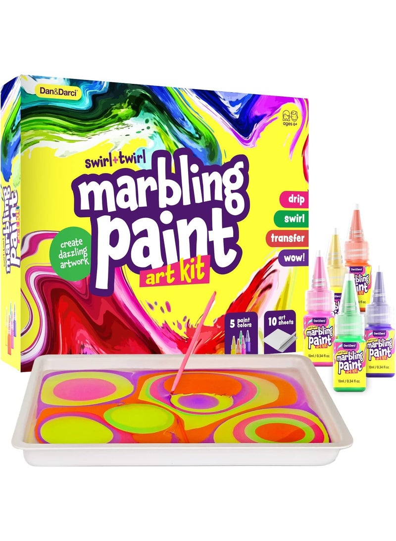 Dan&Darci Marbling Paint Art Kit for Kids - Arts & Crafts Gifts for Girls & Boys Ages 6-12 Years Old - Craft Kits Set - Gift Ideas Activities Toys Age 6 7 8 9 10 Year Olds - Marble Painting Sets - Image 1