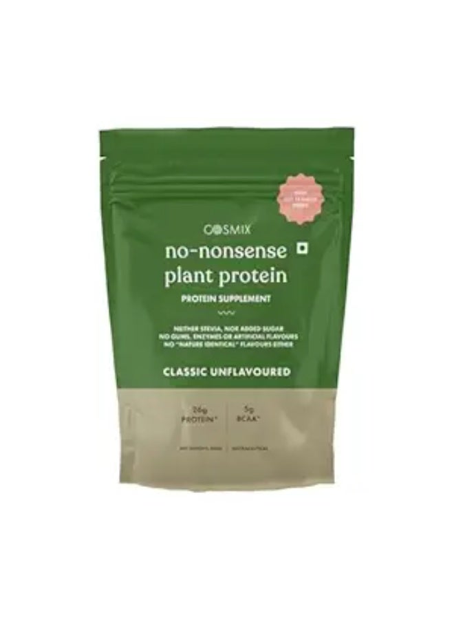 Cosmix No Nonsense Plant Protein | Organic Pea & Brown Rice Isolate | Vegan| 25g Protein/Serving | Easy To Digest | All Essential Amino Acids | No Preservatives | Classic Unflavoured - 500g - Image 1
