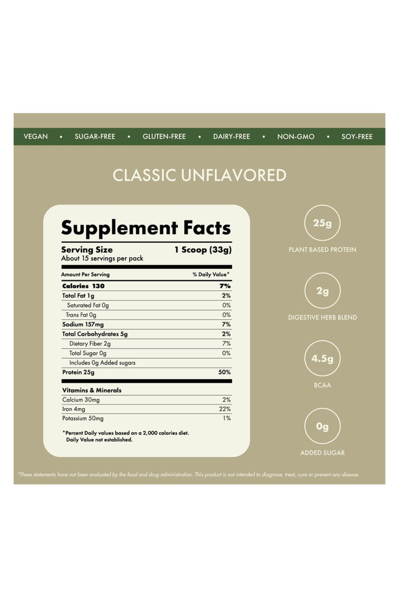 Cosmix No Nonsense Plant Protein | Organic Pea & Brown Rice Isolate | Vegan| 25g Protein/Serving | Easy To Digest | All Essential Amino Acids | No Preservatives | Classic Unflavoured - 500g - Image 5