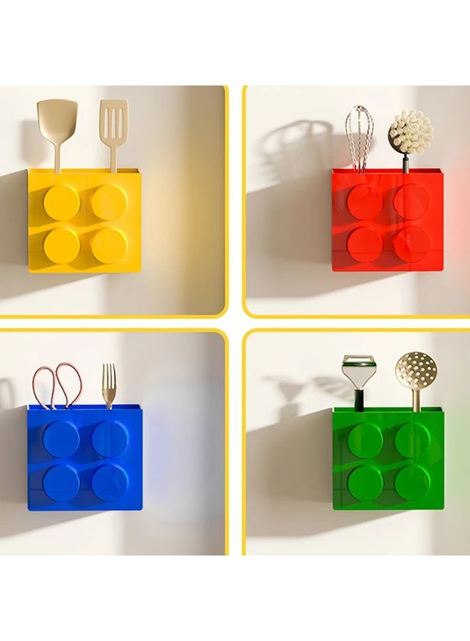 Yellow Building Block Fridge Organizer Magnetic Utensil Holder Spice Rack Space Saving Plastic Compact Storage No Tools Needed - Image 5
