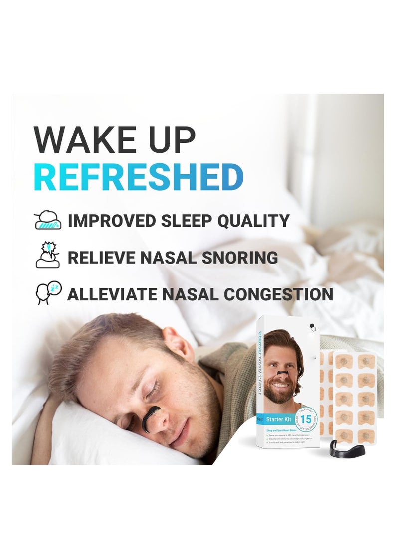 Intake Breathing - Nasal Strip Starter Kit (30 Count) - Boost Oxygen Intake, Reduce Snoring, Improve Sleep Quality - Sweat Resistant, Skin Safe Nasal Strips - Extra Strength Snoring Solution - Image 1