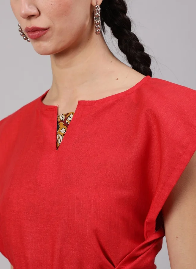 أيه كيه إس Red Floral Printed A-Line Dress For Women
