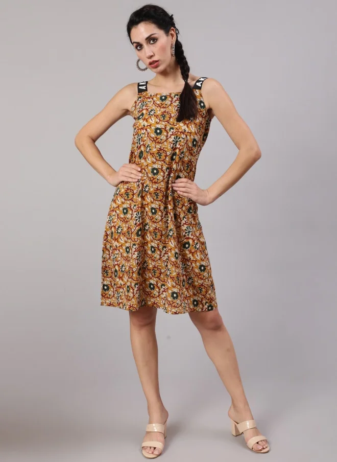 Aks  Red Floral Printed A-Line Dress For Women for Women | Best Price UAE