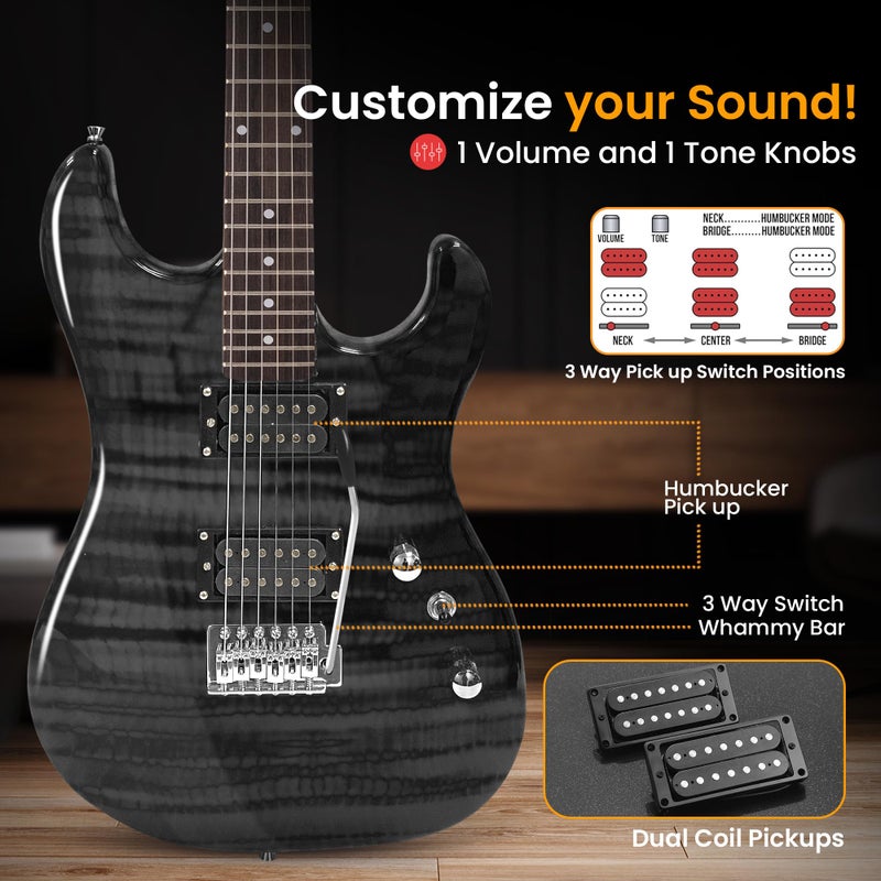 Pyle Electric Guitar Kit with Amp for Beginners Full Size 39â€ Instrument Package with Humbucker Pickups and Rock Amplifier Starter Set Bundle for Kids All Ages, Youth and Adults - Image 5