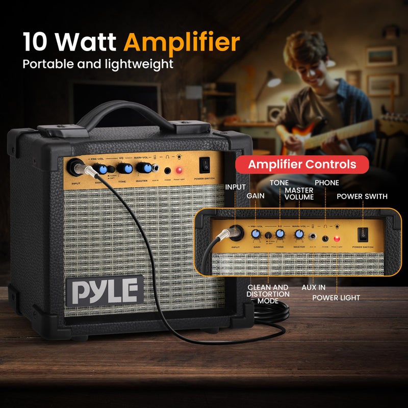 Pyle Electric Guitar Kit with Amp for Beginners Full Size 39â€ Instrument Package with Humbucker Pickups and Rock Amplifier Starter Set Bundle for Kids All Ages, Youth and Adults - Image 4