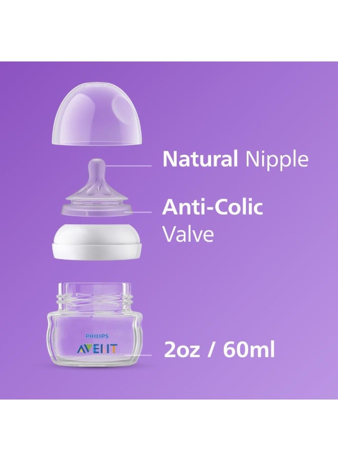 Avent Natural Baby Bottle, Clear, 0M, 60 ml, 2 Pack - Image 3